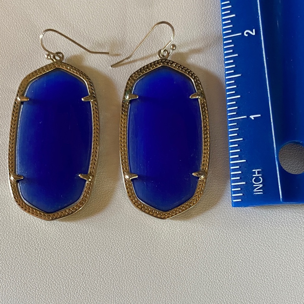 Kendra Scott Danielle Elegant Blue Drop Earrings Blue and Gold
